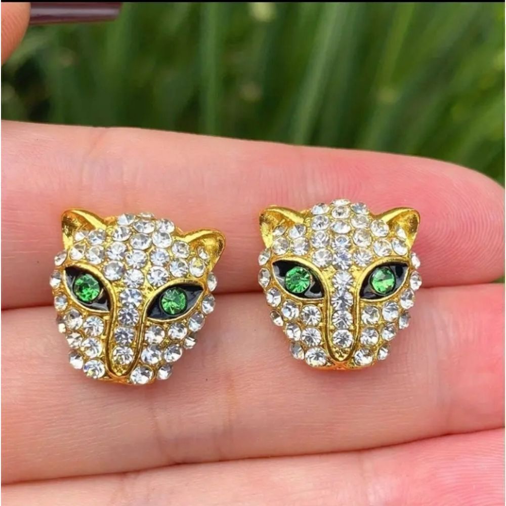 Gold Panther Leopard Earrings